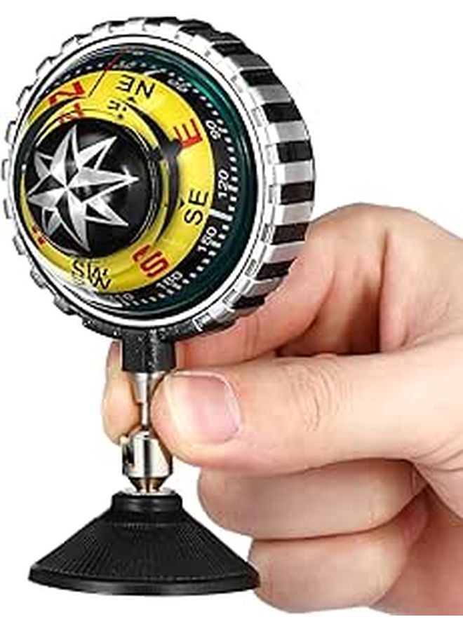 Vehicle Marine Mini Suction Cup Dashboard Compass for Car Boat Navigation Outdoor Hiking Survival Compact Black - Image 1