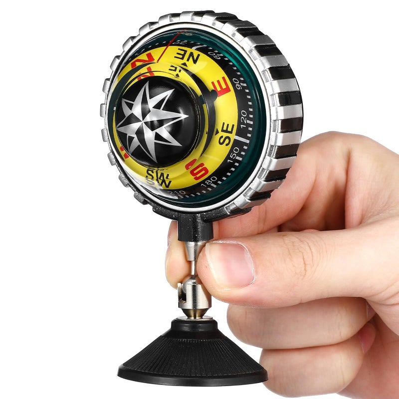 Vehicle Marine Mini Suction Cup Dashboard Compass for Car Boat Navigation Outdoor Hiking Survival Compact Black - Image 2