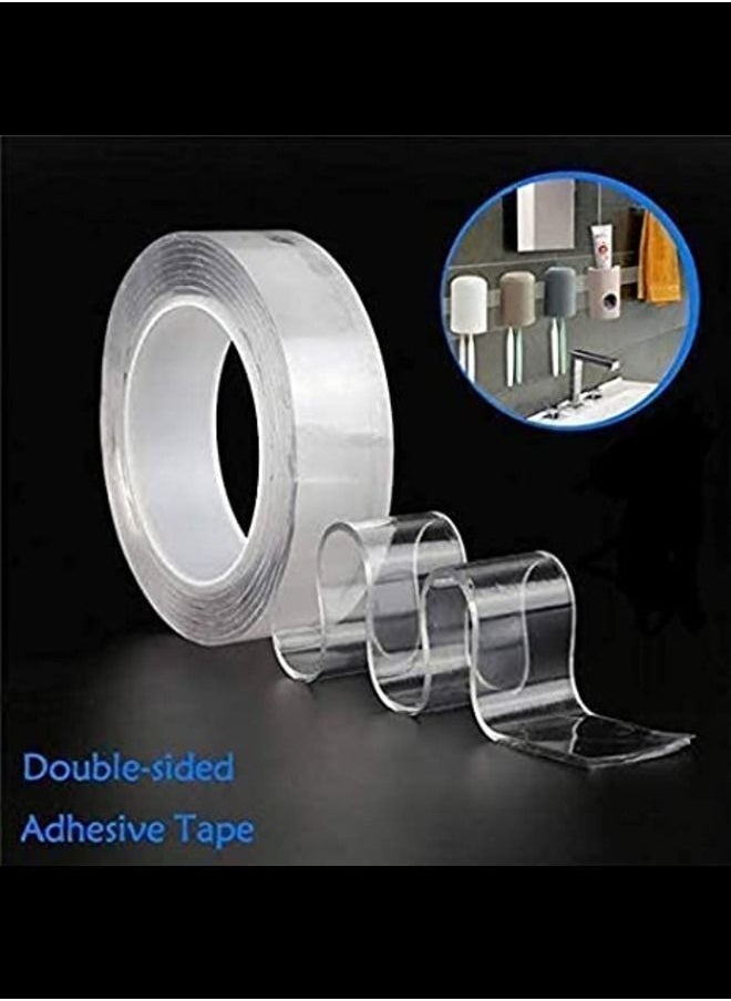 ABBASALI Monkey Grip Double Sided Adhesive 3 Mtr Grip Tape, Transparent Strong Adhesive Traceless Tape Removable Washable And Reusable Anti Slip Double Sided Sticky Strips Clear  - Image 1