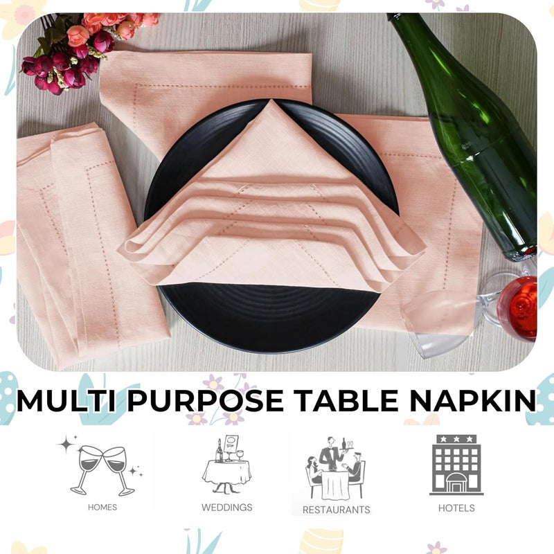 Bedding Craft Linen Napkins Set of 4 Rose Water 100 Linen Size 18x18 with Retail Gifting PackageWeddingDinner NapkinsFabricMachine Washable Dinner Hemstitched - Image 5