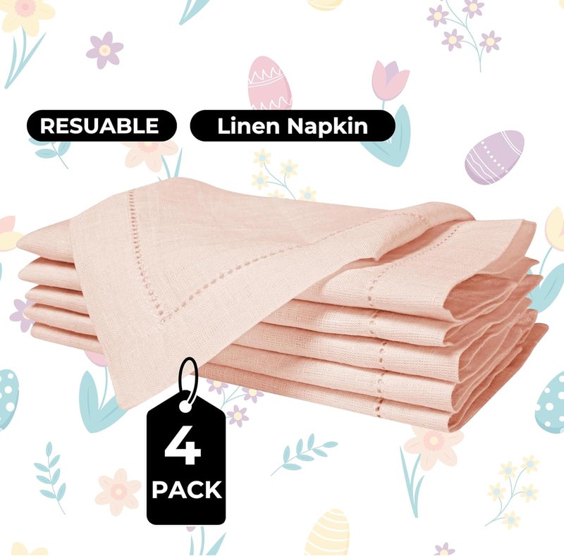 Bedding Craft Linen Napkins Set of 4 Rose Water 100 Linen Size 18x18 with Retail Gifting PackageWeddingDinner NapkinsFabricMachine Washable Dinner Hemstitched - Image 2