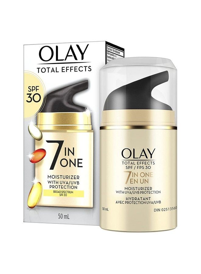 Olay لوشن مرطب للوجه SPF 30 من توتال إيفيكتس للبشرة الجافة 7 فوائد بما في ذلك تقليل المسام ومكافحة الشيخوخة 1.7 أوقية - Image 1