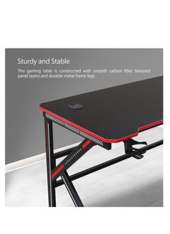 Bonita Carbon Fiber Gaming Desk with LED Light, Cup Holder, and Headphone Hook - Ultimate PC Gaming Workstation and Office Desk (1.4 METER)  - Image 2