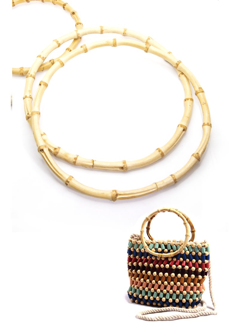 2 Piece Natural Bamboo Bag Handles- 22cm- Ideal for DIY Handbag, Purse, and Tote Crafting.  - Image 1