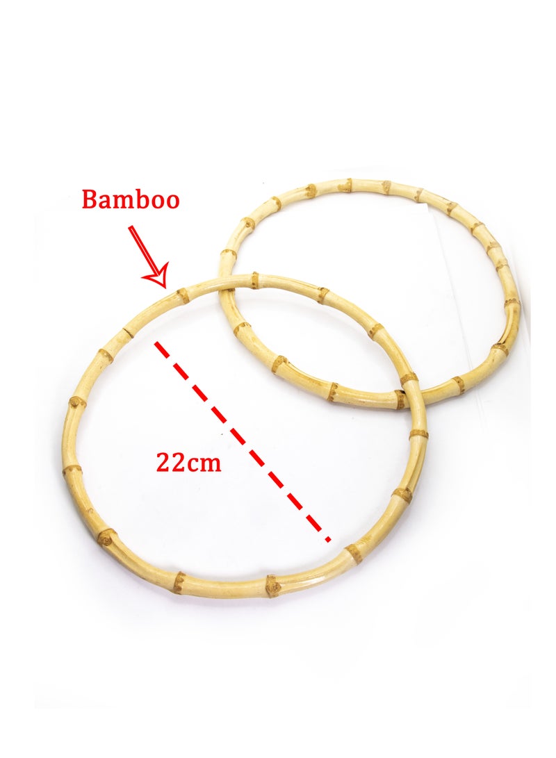 2 Piece Natural Bamboo Bag Handles- 22cm- Ideal for DIY Handbag, Purse, and Tote Crafting.  - Image 2