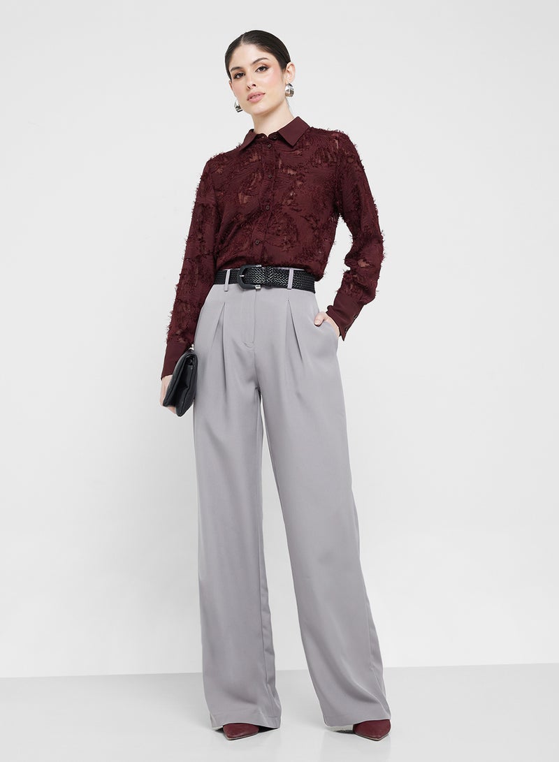 ELLA High Waist Pants With Front Pleat - Image 1