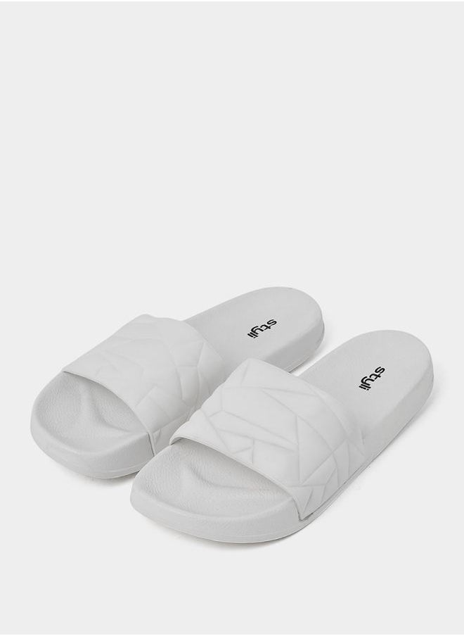 Styli Textured Open Toe Slip On Slides  - Image 2