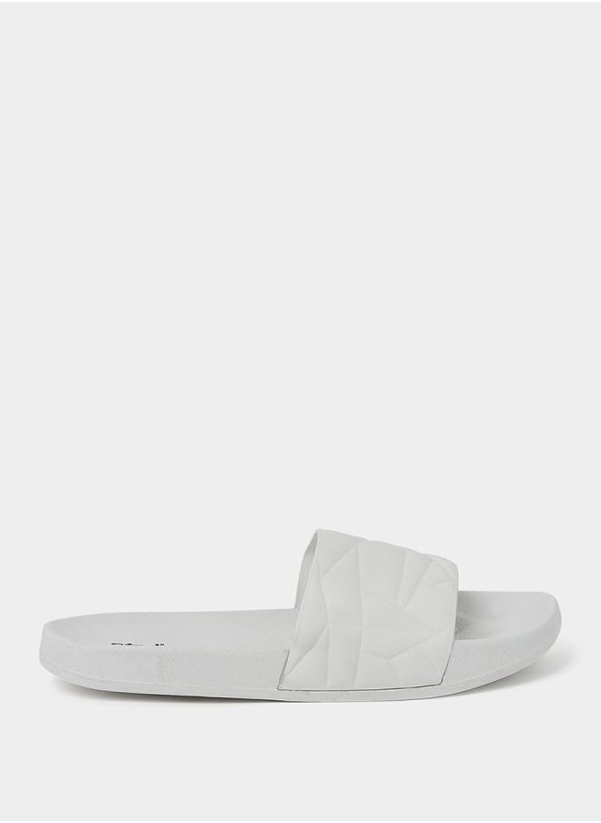 Styli Textured Open Toe Slip On Slides  - Image 1