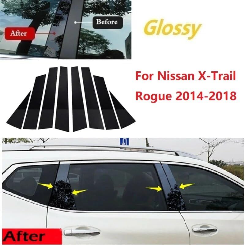 QASULER 8PCS Polished Pillar Posts for Nissan X-Trail Rogue - Image 2