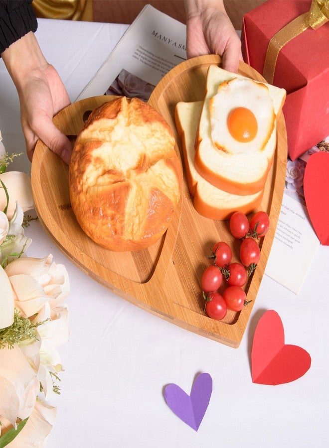AWIZOM Valentine's Day Serving Platters Heart Shape Charcuterie Board with Hole Decorative Bamboo Serving Tray Wooden Snack Dish Plate for Mother's Day Wedding Housewarming Present,14.17x12.4x0.59" - Image 4
