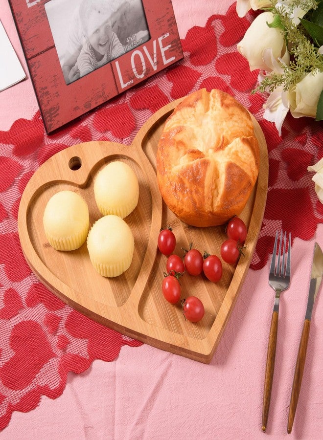AWIZOM Valentine's Day Serving Platters Heart Shape Charcuterie Board with Hole Decorative Bamboo Serving Tray Wooden Snack Dish Plate for Mother's Day Wedding Housewarming Present,14.17x12.4x0.59" - Image 3