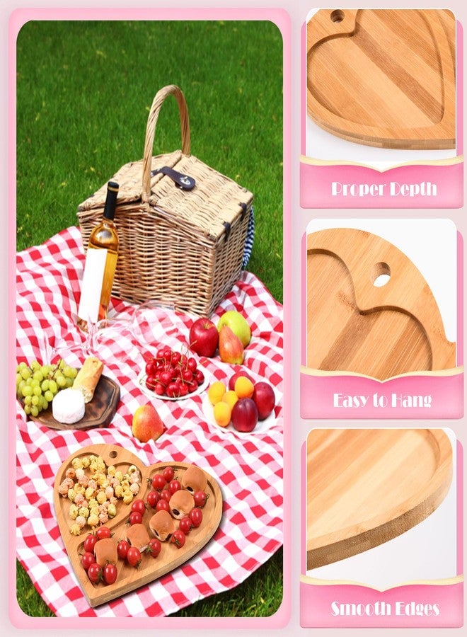 AWIZOM Valentine's Day Serving Platters Heart Shape Charcuterie Board with Hole Decorative Bamboo Serving Tray Wooden Snack Dish Plate for Mother's Day Wedding Housewarming Present,14.17x12.4x0.59" - Image 5