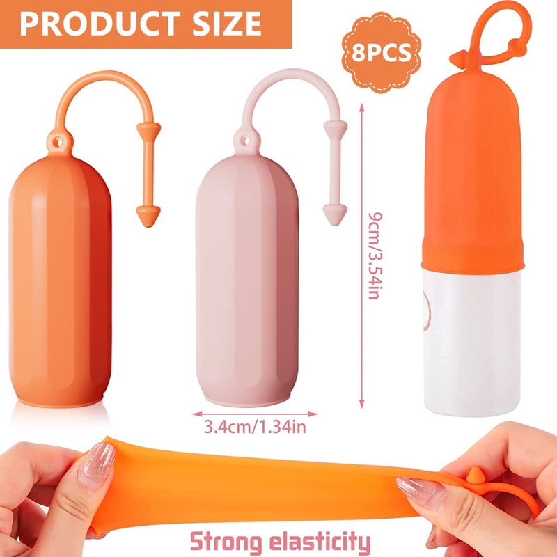 May Create ® 8Pcs Elastic Sleeves for Leak Proofing Travel Bottle Covers for Toiletries, Reusable Silicone Travel Container Sleeves with Pull Handle for Shampoo Lotion Leakproof Luggage Accessories - Image 2