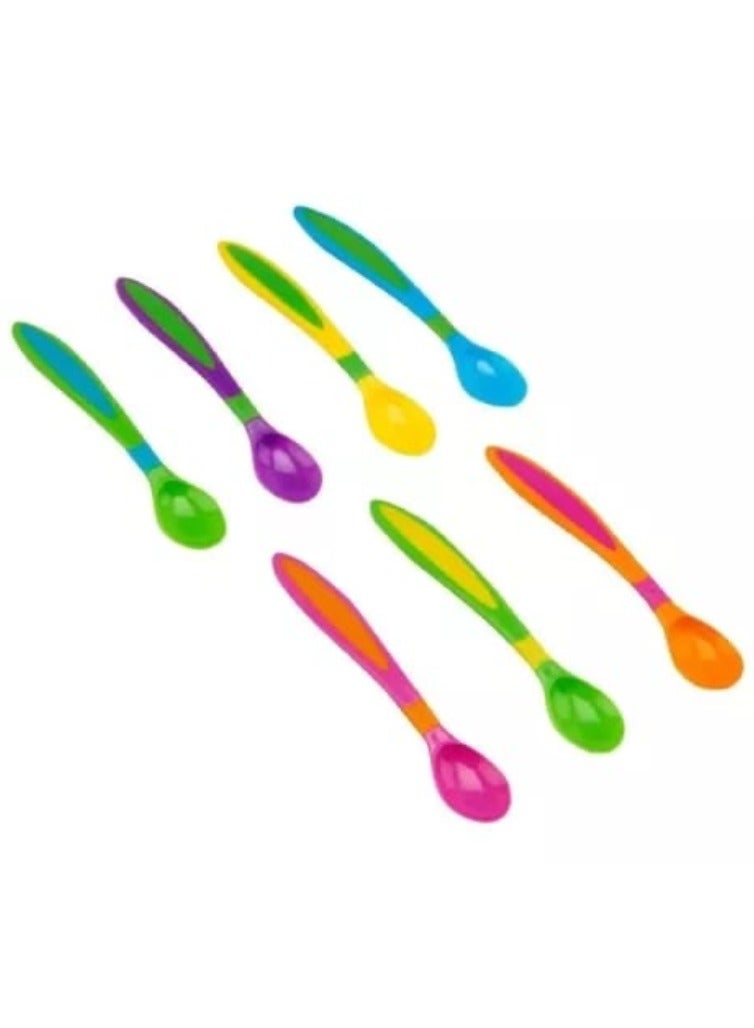 هان مجموعة ملاعق تغذية الأطفال من 7 قطع - ملاعق سيليكون ناعمة الرأس وخالية من مادة BPA للرضع والأطفال الصغار - لطيفة على اللثة، تصميم سهل الإمساك - Image 2