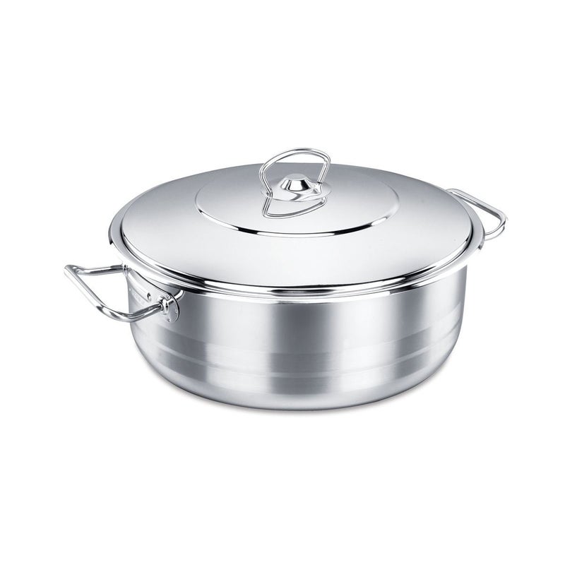 Korkmaz Astra Stainless Steel Dutch Oven with Lid Encapsulated Aluminum Low Casserole 475 Quart