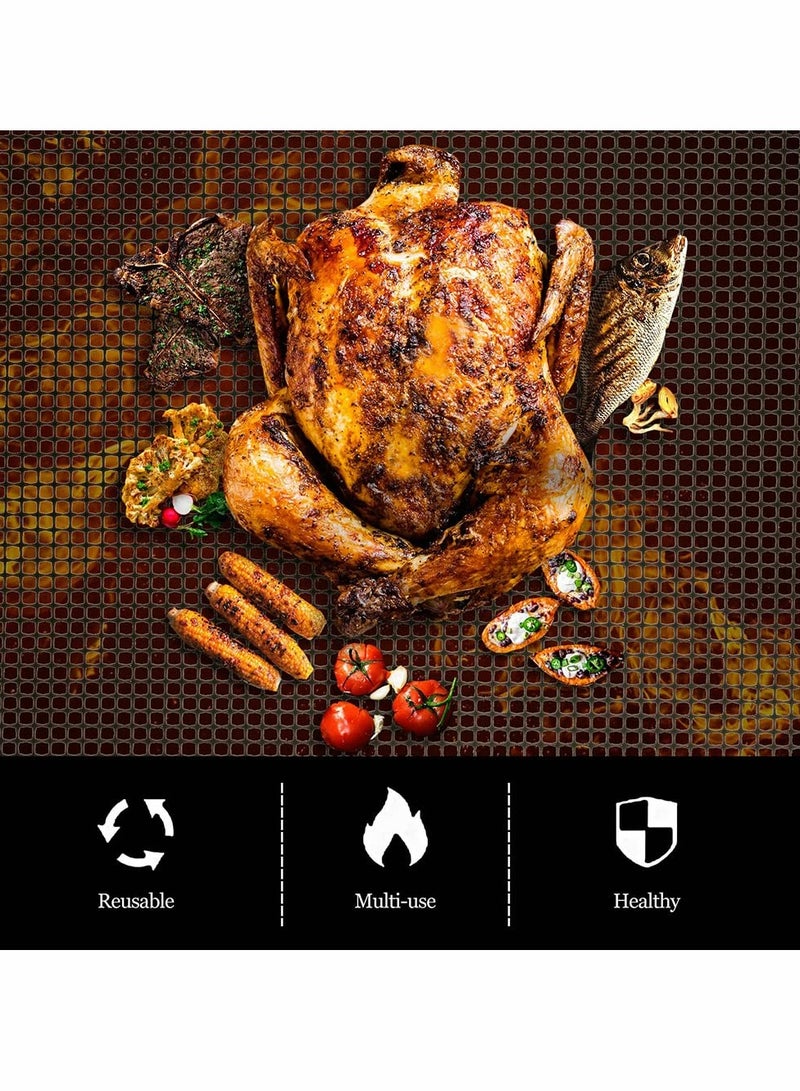 KASTWAVE حصائر شواء غير لاصقة شبكية للشواء قوية ومتينة قابلة لإعادة الاستخدام سهلة التنظيف تعمل على شوايات الغاز والفحم والبليت للخضروات المشوية مجموعة من 5 - Image 3