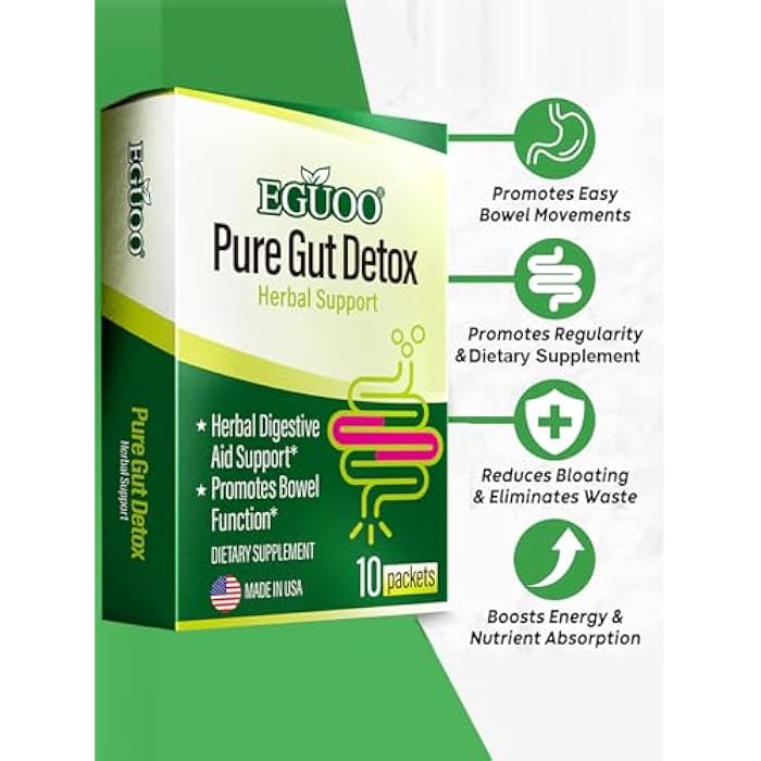 EGUOO Pure Gut Detox - Colon Cleanse Cleanser Detox Cleanse Gut Cleanse for Women Men with Senna, Cascara Sagrada, Digestive Enzymes, Probiotic Blend and Prebiotic - Bloating and Constipation Relief - Image 2