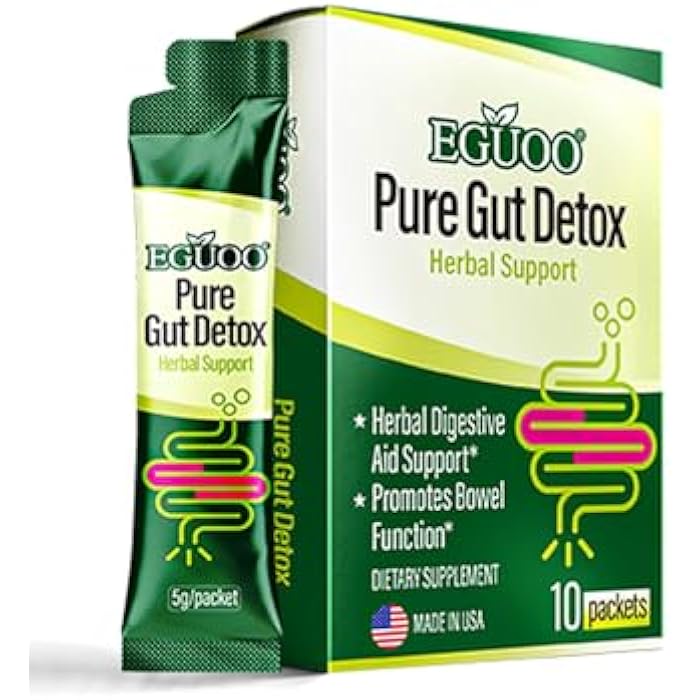 EGUOO Pure Gut Detox - Colon Cleanse Cleanser Detox Cleanse Gut Cleanse for Women Men with Senna, Cascara Sagrada, Digestive Enzymes, Probiotic Blend and Prebiotic - Bloating and Constipation Relief - Image 1
