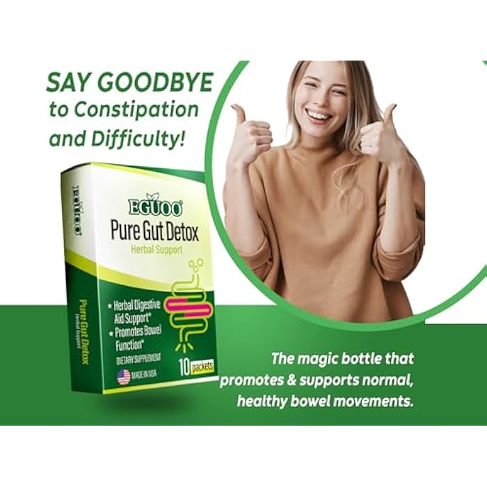 EGUOO Pure Gut Detox - Colon Cleanse Cleanser Detox Cleanse Gut Cleanse for Women Men with Senna, Cascara Sagrada, Digestive Enzymes, Probiotic Blend and Prebiotic - Bloating and Constipation Relief - Image 3