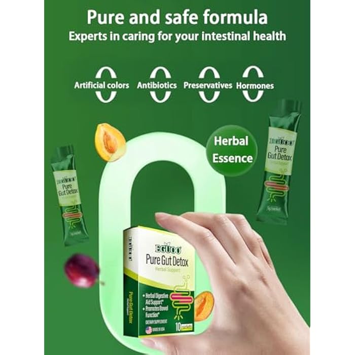 EGUOO Pure Gut Detox - Colon Cleanse Cleanser Detox Cleanse Gut Cleanse for Women Men with Senna, Cascara Sagrada, Digestive Enzymes, Probiotic Blend and Prebiotic - Bloating and Constipation Relief - Image 5