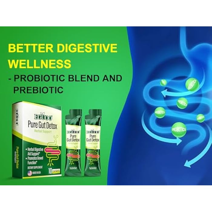 EGUOO Pure Gut Detox - Colon Cleanse Cleanser Detox Cleanse Gut Cleanse for Women Men with Senna, Cascara Sagrada, Digestive Enzymes, Probiotic Blend and Prebiotic - Bloating and Constipation Relief - Image 4