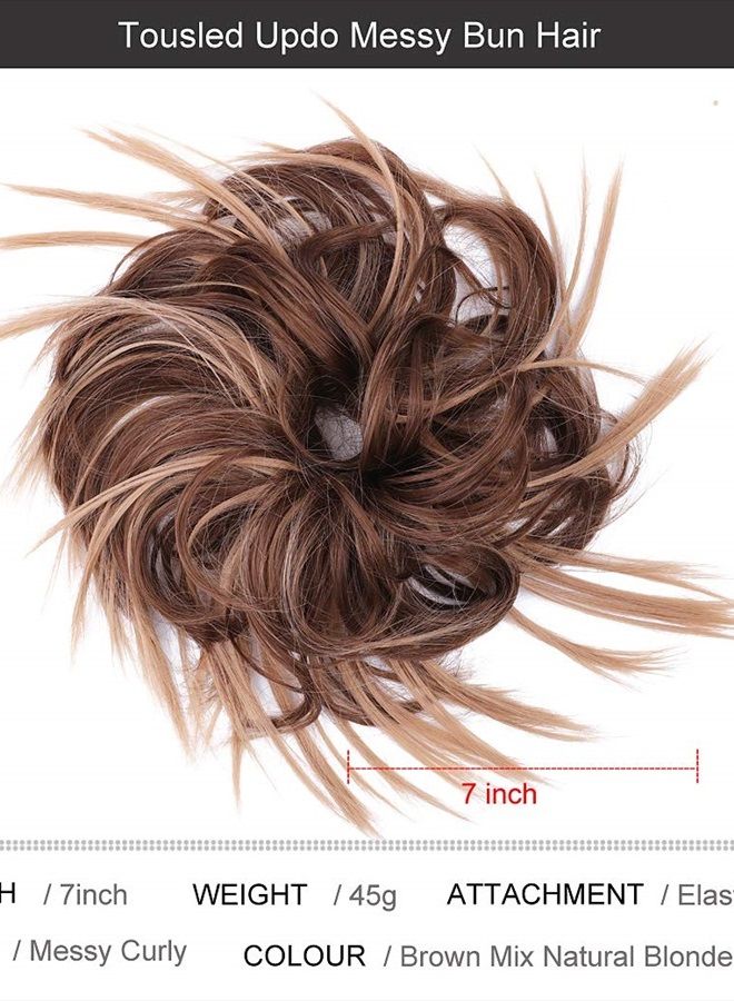 SIADEE Tousled Updo Messy Bun Hair Piece Scrunchies Synthetic Wavy Hair Extension Ponytail with Elastic Rubber Band Hairpieces Updo Extensions Scrunchies Hair Bun Chignon Instant Ponytail for Women -12H24# - Image 2