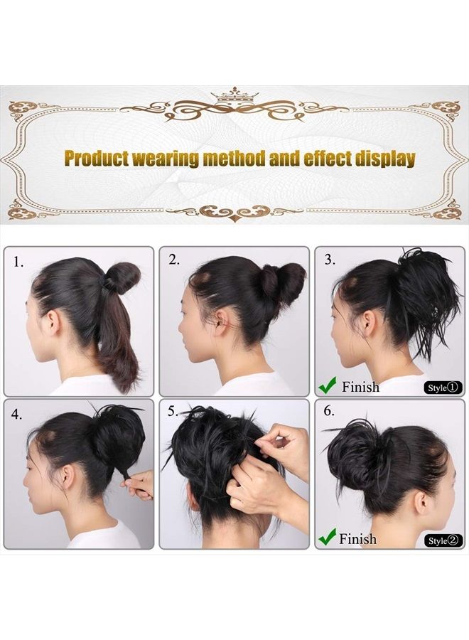 SIADEE Tousled Updo Messy Bun Hair Piece Scrunchies Synthetic Wavy Hair Extension Ponytail with Elastic Rubber Band Hairpieces Updo Extensions Scrunchies Hair Bun Chignon Instant Ponytail for Women -12H24# - Image 5
