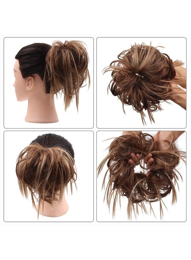 SIADEE Tousled Updo Messy Bun Hair Piece Scrunchies Synthetic Wavy Hair Extension Ponytail with Elastic Rubber Band Hairpieces Updo Extensions Scrunchies Hair Bun Chignon Instant Ponytail for Women -12H24# - Image 4