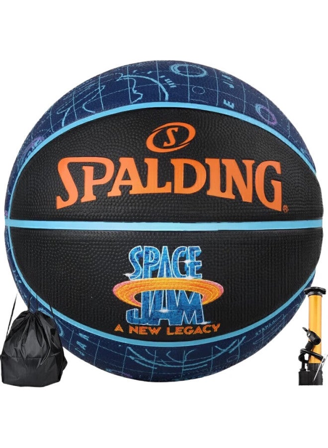SPALDING كرة سلة، حجم 7، كونغتيان دازوانغبي 2، علامة تجارية مشتركة، للاستخدام الداخلي والخارجي، غير قابلة للانزلاق، مقاومة للاهتراء، كرة سلة من مادة 7 PU - Image 1