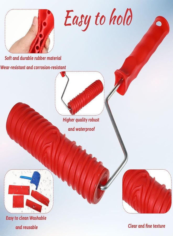 YQQYG 6 Pcs Woodgrain Tool, Soft Rubber Wood Graining Tool with Handle, Natural Woodgrain Maker for Wall Room Art Paint Decoration - Image 3