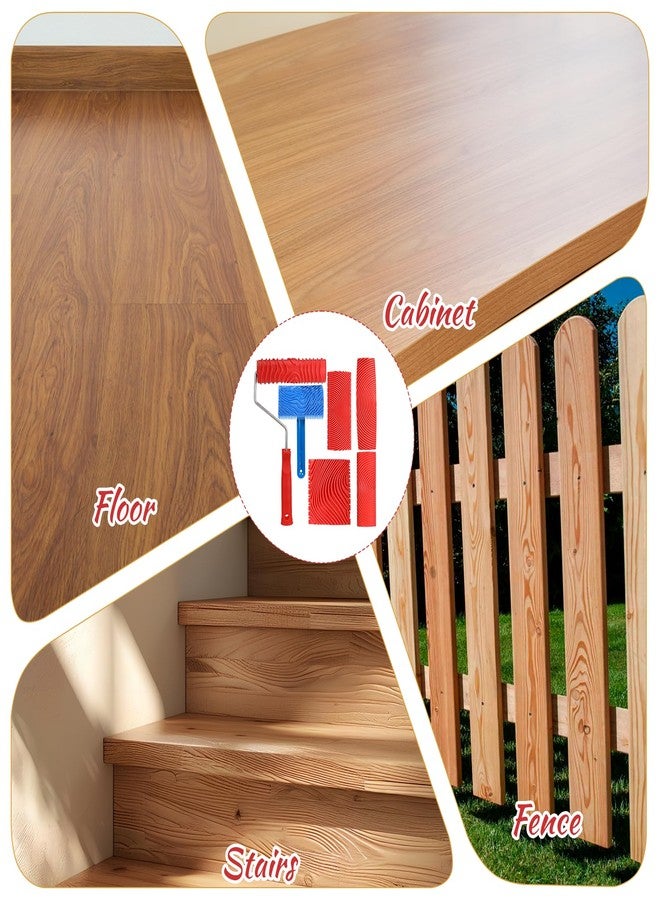 YQQYG 6 Pcs Woodgrain Tool, Soft Rubber Wood Graining Tool with Handle, Natural Woodgrain Maker for Wall Room Art Paint Decoration - Image 4