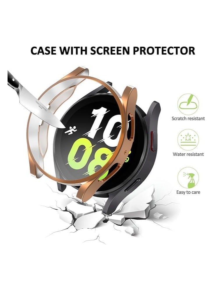 ELMO3EZZ متوافق مع حافظة حماية شاشة Samsung Galaxy Watch 5 44 مم/ 40 مم، غطاء حماية ناعم مطلي بمادة TPU لحماية مقاومة الخدش (ذهبي وردي) - Image 2