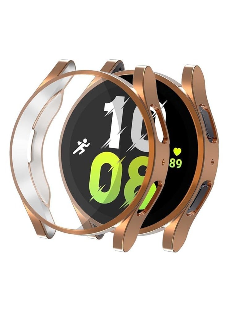 ELMO3EZZ متوافق مع حافظة حماية شاشة Samsung Galaxy Watch 5 44 مم/ 40 مم، غطاء حماية ناعم مطلي بمادة TPU لحماية مقاومة الخدش (ذهبي وردي) - Image 1