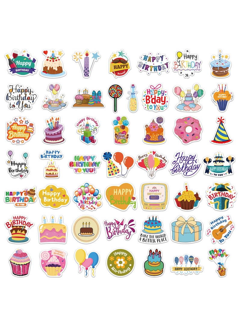 ORAINBOW 50Pcs Happy Birthday Stickers Birthday Blessing Stickers Birthday Cake Stickers for Water Bottles Birthday Party Decal Gifts for Kids Men and Women - Image 4