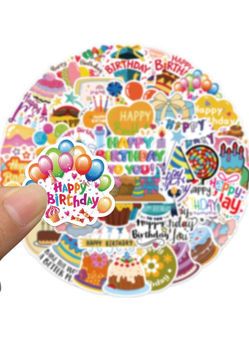 ORAINBOW 50Pcs Happy Birthday Stickers Birthday Blessing Stickers Birthday Cake Stickers for Water Bottles Birthday Party Decal Gifts for Kids Men and Women - Image 2
