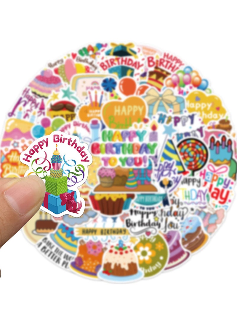ORAINBOW 50Pcs Happy Birthday Stickers Birthday Blessing Stickers Birthday Cake Stickers for Water Bottles Birthday Party Decal Gifts for Kids Men and Women - Image 3