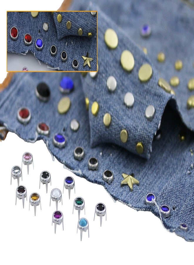 Allstarco مجموعة أحجار الراين من Allstarco، مقاس 9 مم، لون أسود فاحم CH37، مثبتة مسبقًا، رؤوس مسامير في حواف لتزيين الملابس، والأعمال الجلدية، والحرف اليدوية، وتزيين الأحذية والأحزمة والقمصان، حجم 40-50 قطعة. - Image 2