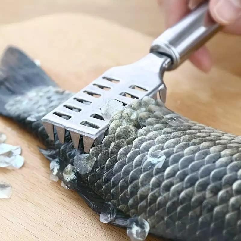 Hudioo Hudioo Fish Scaler Tool, Metallic Fish Scale Remover, Scraper & Cleaner, Sawtooth Descaler for Easy Fish Cleaning, Skin Peeler, Kitchen Tool - Image 1