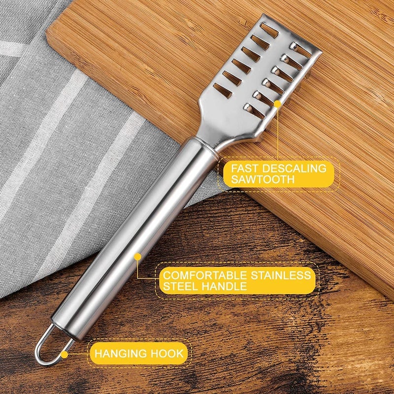 Hudioo Hudioo Fish Scaler Tool, Metallic Fish Scale Remover, Scraper & Cleaner, Sawtooth Descaler for Easy Fish Cleaning, Skin Peeler, Kitchen Tool - Image 4