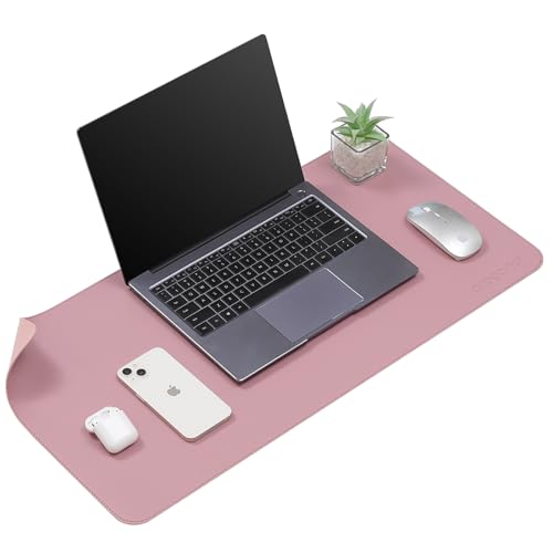 AROPANA Vegan Leather Desk Mat | Large Reversible Mouse Pad & Computer Table Protector | Dual-Side Waterproof Extended Laptop Pad with Edge-Stitched Design (70x35CM, Purple and Pink) - Image 1