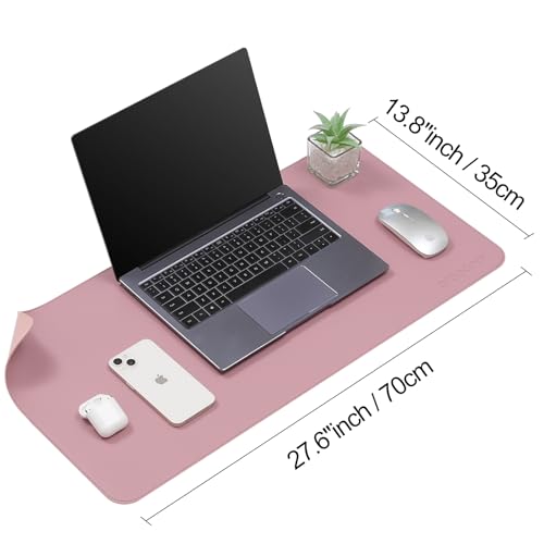 AROPANA Vegan Leather Desk Mat | Large Reversible Mouse Pad & Computer Table Protector | Dual-Side Waterproof Extended Laptop Pad with Edge-Stitched Design (70x35CM, Purple and Pink) - Image 5