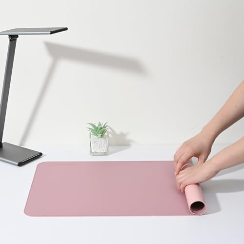 AROPANA Vegan Leather Desk Mat | Large Reversible Mouse Pad & Computer Table Protector | Dual-Side Waterproof Extended Laptop Pad with Edge-Stitched Design (70x35CM, Purple and Pink) - Image 4