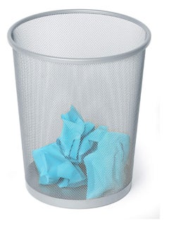 AKDC AKDC Small Cylinder Trash Can for Home or Office, 6 Gallon Mesh Round Bins, Lightweight, Steel Wastebasket Set for Garbage or Recycle, 3-Pack, (Multicolor) Black&Silver  - Image 2