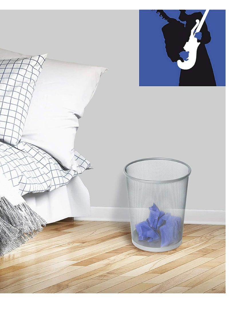 AKDC Small Cylinder Trash Can for Home or Office, 6 Gallon Mesh Round Bins, Lightweight, Steel Wastebasket Set for Garbage or Recycle, 3-Pack, (Multicolor) Black&Silver - Image 3