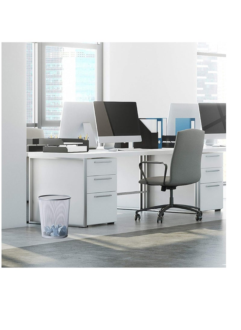 AKDC Small Cylinder Trash Can for Home or Office, 6 Gallon Mesh Round Bins, Lightweight, Steel Wastebasket Set for Garbage or Recycle, 3-Pack, (Multicolor) Black&Silver - Image 5