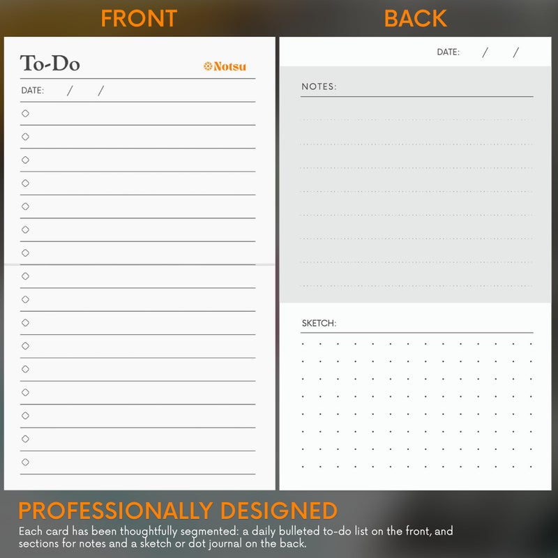 Notsu To Do List Grid Index Cards 3x5 | 50 Task Planner Vertical Notecards - Image 2