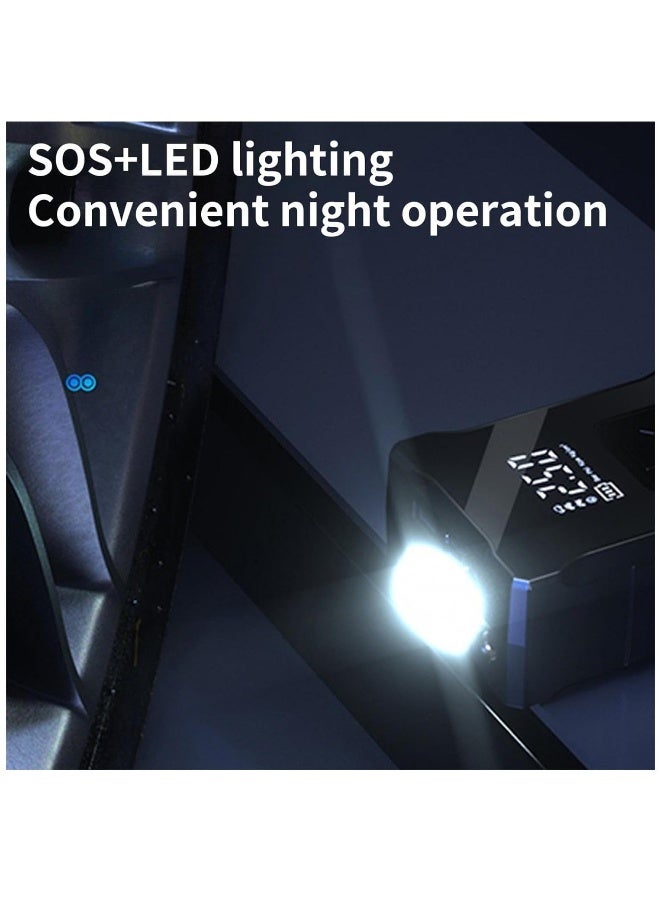 ضاغط هواء محمول لتضخيم الإطارات 150PSI مضخة هواء سلكية لإطارات السيارات، مضخة أوتوماتيكية 12 فولت مع مقياس ضغط رقمي، مضخة هواء سريعة التضخيم مع ضوء LED للطوارئ للسيارة/الدراجة النارية/الدراجة/الكرة - Image 2