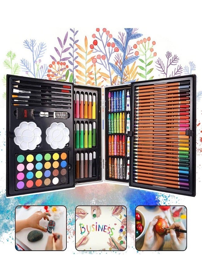 Art Set 145 Pcs Deluxe Art Supplies Kit in Portable Case Painting & Drawing Set for Kids, Teens and Adults with Colored Pencils, Markers, Blue Case - Image 4