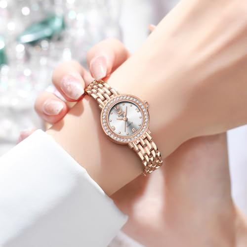 OPK Watch for Women White Rose Gold Fashion Diamond Wrist Watches for Girls Ladies Female Analog Quartz Stainless Steel Waterproof - Image 4