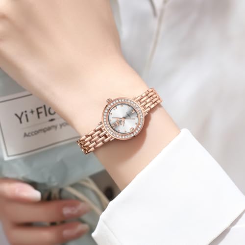 OPK Watch for Women White Rose Gold Fashion Diamond Wrist Watches for Girls Ladies Female Analog Quartz Stainless Steel Waterproof - Image 5